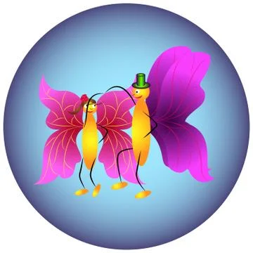 Two butterflies dancing Stock Illustration