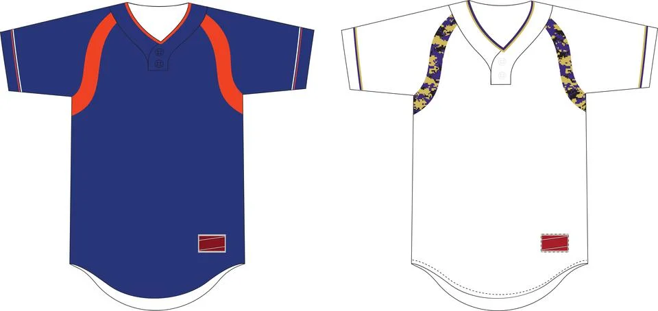 Two Button Baseball Jersey Raglan Sleeves Vectors Stock Illustration