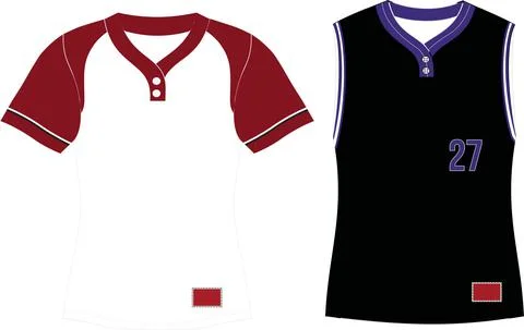 Two Button Softball Pullover Jersey Set Sleeves Vectors Ilustración de archivo