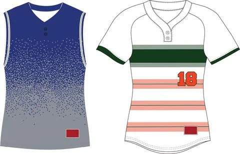 Two Button Softball Pullover Sleeveless Jersey Vectors Stock Illustration