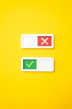 Two buttons enabling and disabling. Concept of parameters and settings. Alter Stock Photos