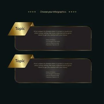 TWO buttons of premuim Infographic Vector template with gold element chart op Stock Illustration