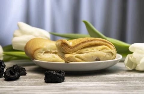 Two cakes with prunes Stock Photos