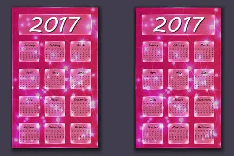 Two calendars with abstract bokeh background in 2017 year Stock Illustration