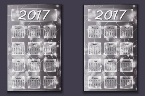 Two calendars with abstract bokeh background in 2017 year Stock Illustration