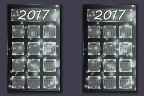 Two calendars with abstract bokeh background in 2017 year Illustrazione stock