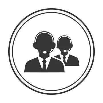 Two Call Center Agents Icon Keywords: call center, customer service, suppor.. Stock Illustration