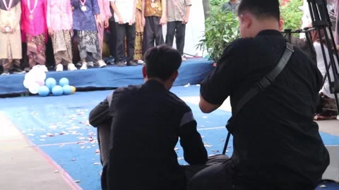 Two Cameramen Recording Stage Stock Footage 244457763