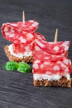 Two canapes Stock Photos