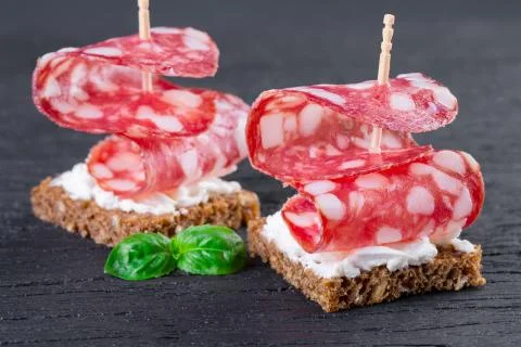 Two canapes Stock Photos