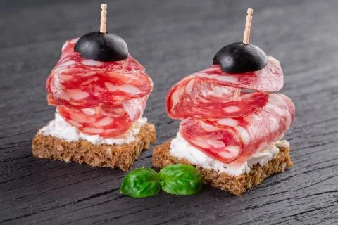 Two canapes Stock Photos