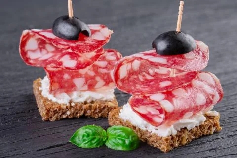 Two canapes Stock Photos