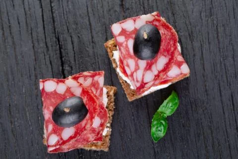 Two canapes Stock Photos