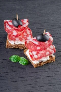 Two canapes Stock Photos