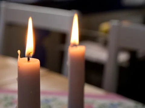 Two candle lights Stock Photos