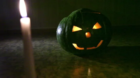 Two candles and pumpkin Stock Footage 42871267