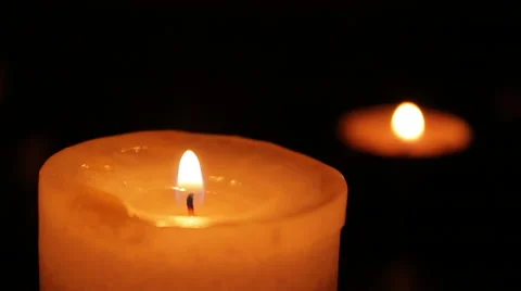 Two candles blazing in the dark Stock Footage 47254807