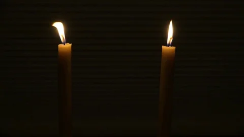 Two Candles Blowing Flickering in Dark, Blow Out 库存影片 81763179