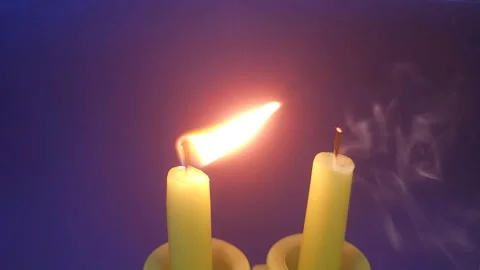 Two Candles Burning In The Background Video stock 295031592