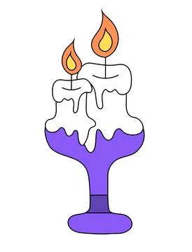 Two candles on the candlestick. Magic and esoteric. Halloween symbol Stock Illustration