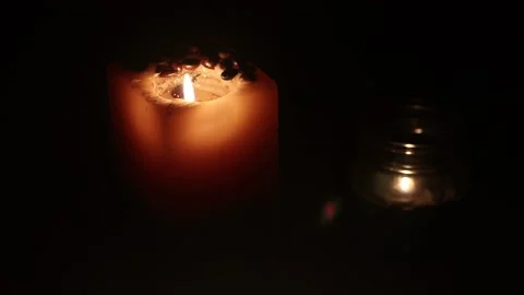 Two candles in the dark Stock Footage