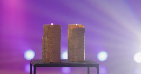 Two candles on the festive table Stock Footage 105620794