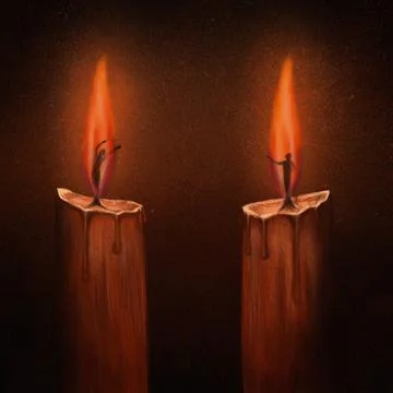Two candles figures dancing in light illustration Ilustración de archivo