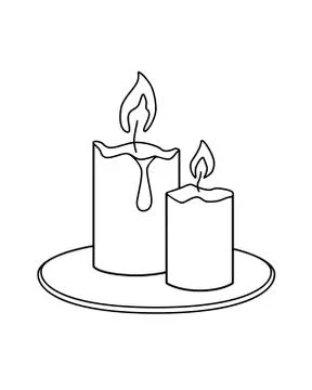 Two candles - large and small on the same stand. Pair of romantic candles Stock Illustration