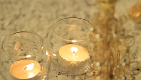 Two Candles In Winter Stock Footage 8908724