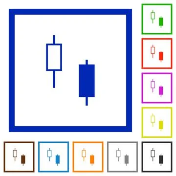 Two candlesticks flat framed icons 스톡 일러스트