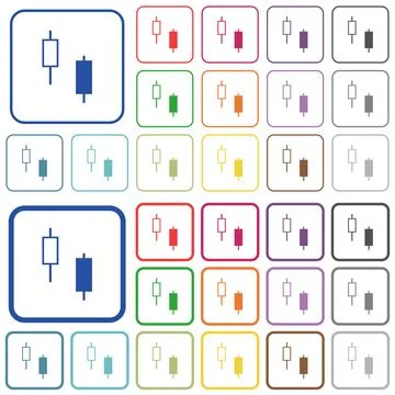 Two candlesticks outlined flat color icons 스톡 일러스트