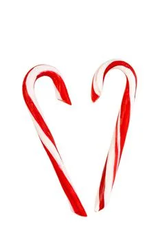 Two candy canes isolated on white background 스톡 사진