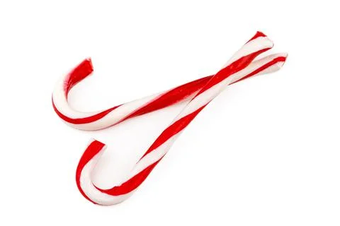 Two candy canes isolated on white background Stock Photos