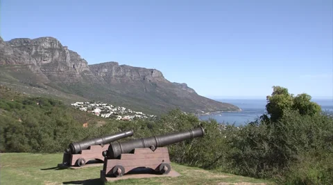 Two Cannons overlooking Camp's Bay, Cape Town Stock Footage 37758934