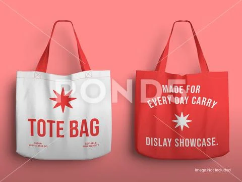 Two Canvas Tote Bag Mockup Front and Back View Modèle PSD