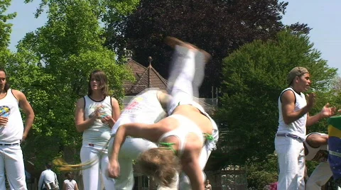 Two Capoeira Dancers in a Duel Stock Footage