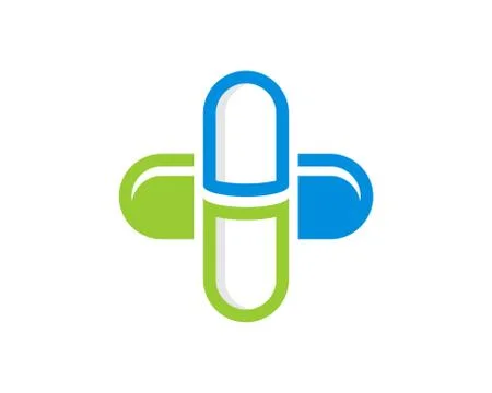 Two capsule form a plus medical symbol Stock Illustration