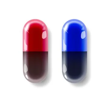 Two capsule or pill red and blue of realistic isolated on light background Stock Illustration