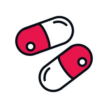 Two capsules drugs Stock Illustration