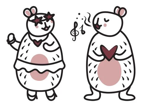 Two capybaras dance and sing Stock Illustration