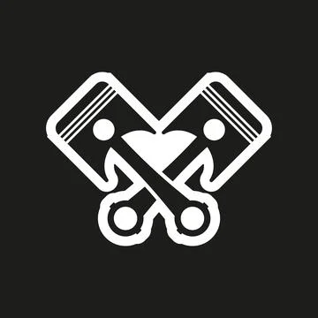 Two car pistons vector icon on black background Stock Illustration