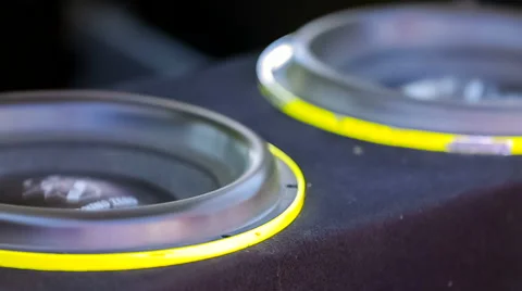 Two Car Speakers Diffusers Moving With Sound Stock Footage 44495817