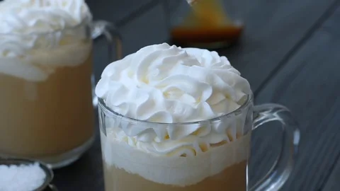 Two caramel latte with salt Video stock 70063051