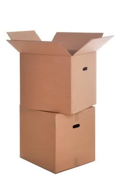 Two cardboard boxes isolated Stock Photos
