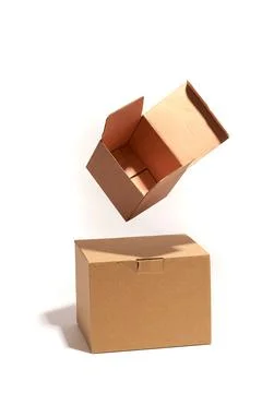 Two cardboard boxes isolated on white background Stock Photos