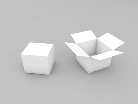 Two cardboard boxes mock up on gray background. Stock Illustration