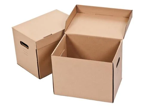 Two cardboard boxes two cardboard box isolated on white background Copyrig... Foto stock