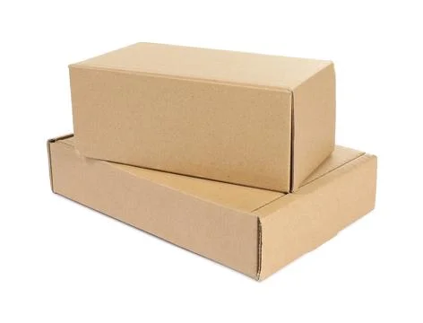 Two cardboard parcel boxes isolated on white Stock Photos