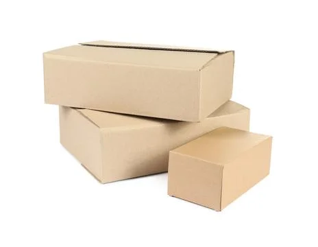Two cardboard parcel boxes isolated on white Stock Photos