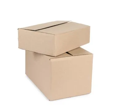 Two cardboard parcel boxes isolated on white Stock Photos